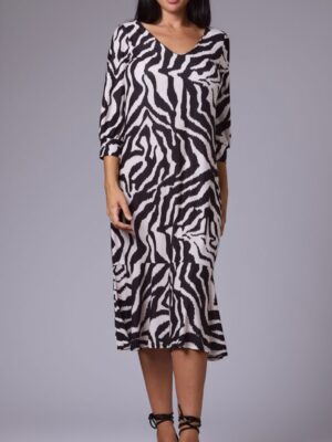 Vestido midi estampado cebra