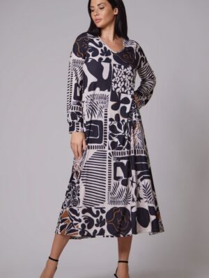 Vestido patchwork blanco y negro
