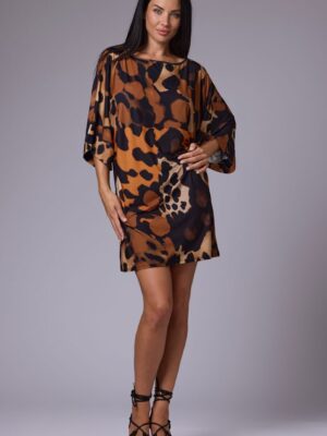 Vestido ablusado animal print marrón