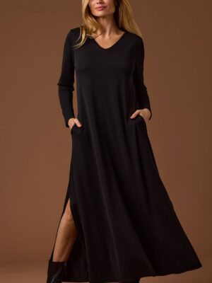 Vestido largo fluido aberturas negro