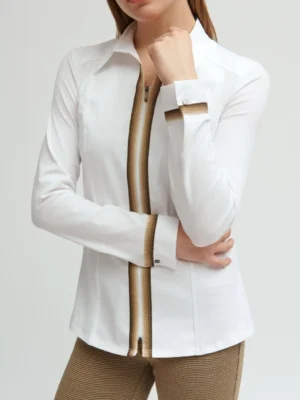 Camisa detalle franja marrón cremallera