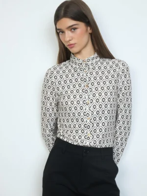 Camisa estampado rombos beige y negro