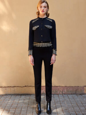 Conjunto camisa y pantalón detalle Vichy blanco y negro