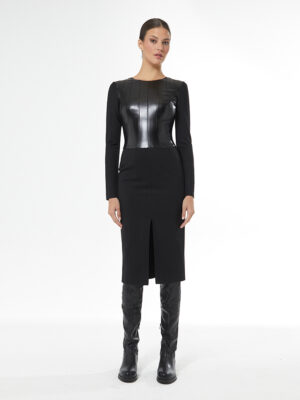 Vestido combinado polipiel negro