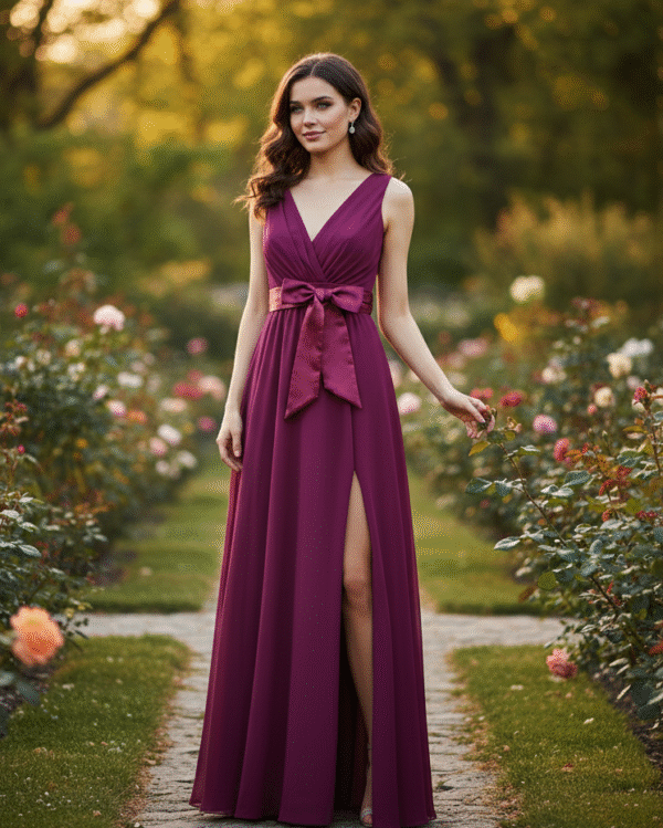 Vestido largo asimétrico volante raso doble hombro
