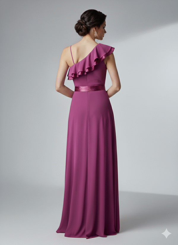 Vestido largo tul escote cruzado abertura pierna lazada - Imagen 3