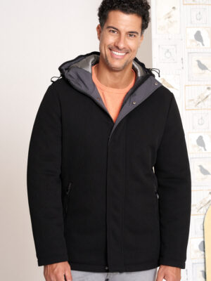 Chaquetón tejido estructura con capucha negro