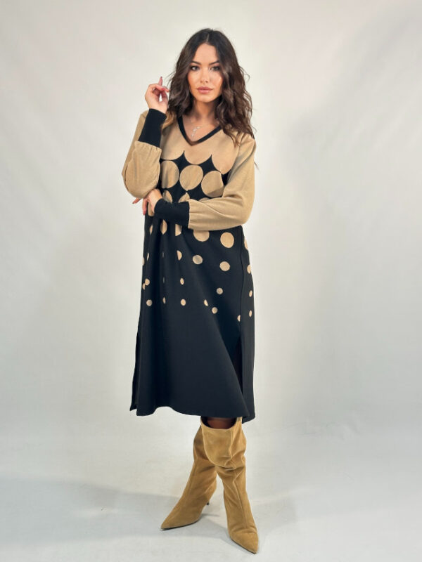 Vestido círculos beige y negro - Imagen 2