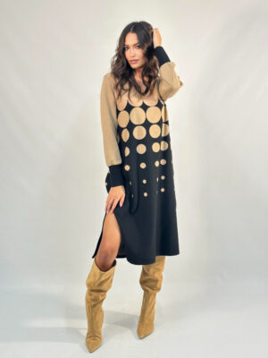 Vestido círculos beige y negro