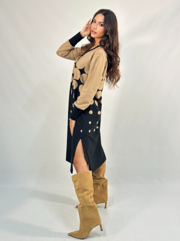 Vestido círculos beige y negro - Imagen 4
