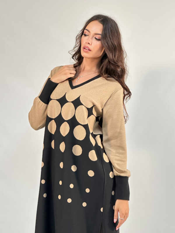 Vestido círculos beige y negro - Imagen 3
