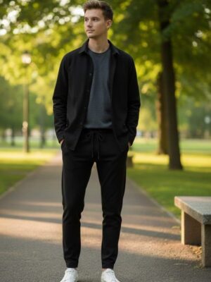 Conjunto sobrecamisa y jogger negro