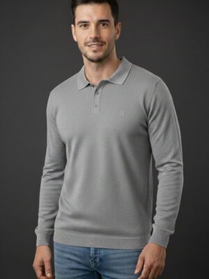 Polo punto básico gris