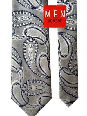 Corbata cachemir gris y azul marino