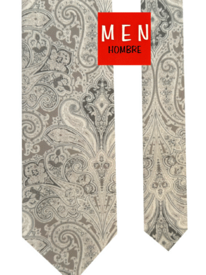 Corbata beige cachemir crudo y verde