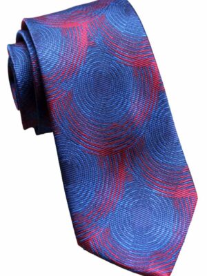 Corbata azul noche círculos rojos