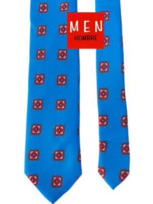 Corbata azul tinta flores cuadradas