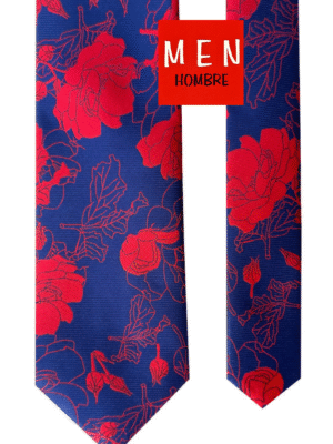 Corbata azul noche rosas rojas