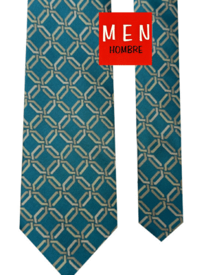 Corbata verde esmeralda eslabones dorados