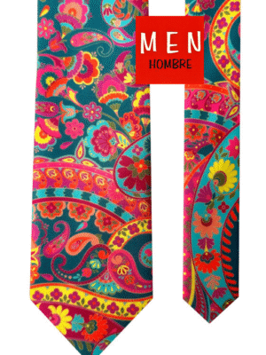 Corbata azul pato cachemir multicolor