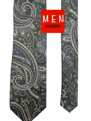 Corbata verde cachemir beige y azul