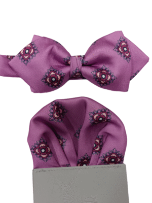 Pajarita malva flores cuadradas rosas