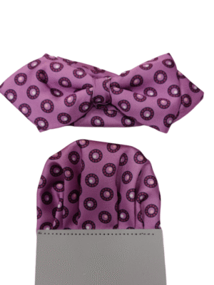 Pajarita malva círculos rosas