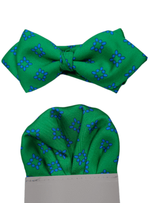 Pajarita verde esperanza cuadrados azules