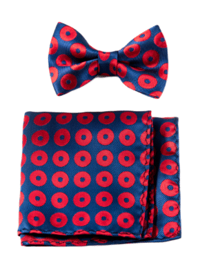 Pajarita azul noche círculos rojos