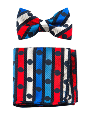 Pajarita lunares y rayas azul y roja