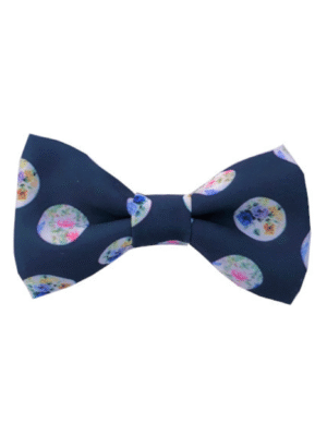 Pajarita azul marino lunares flores