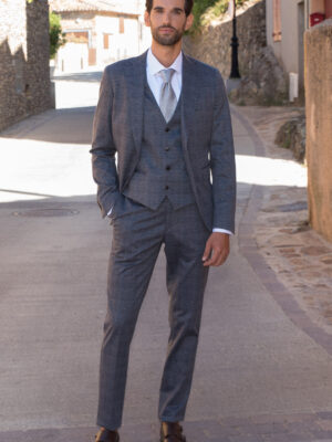 Traje Principe de Gales gris marengo