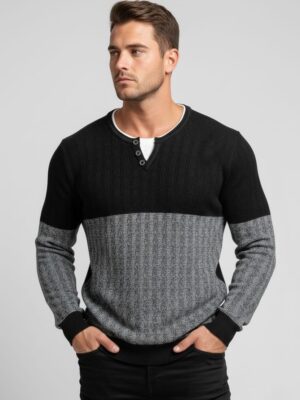 Jersey cuello detalle botones bicolor