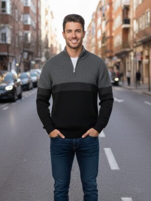 Jersey cremallera tricolor