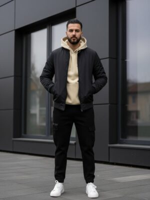 Chaqueta cuello mao negra