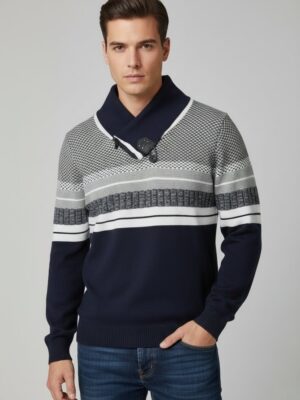 Jersey cuello cruzado cremallera botón