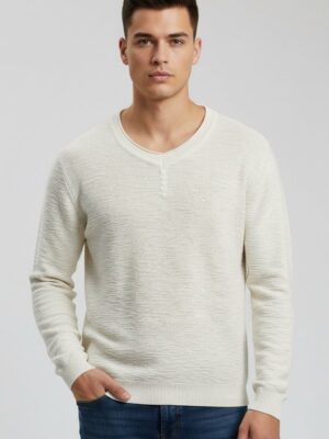 Jersey cuello pico detalle botones