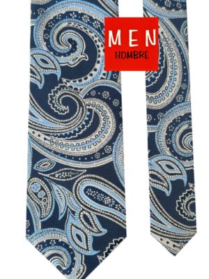 Corbata azul marino cachemir celeste y gris
