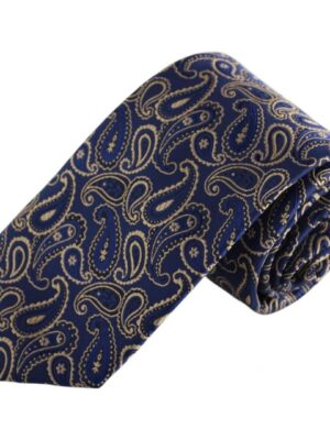 Corbata azul marino cachemir dorado
