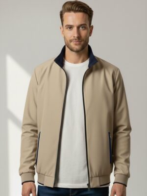 Chaqueta reversible azul marino y beige