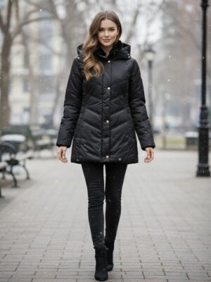 Chaquetón tejido estructura círculos con capucha desmontable