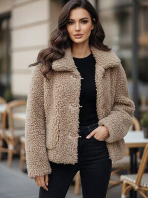 Chaqueta pelo borrego detalle hebillas