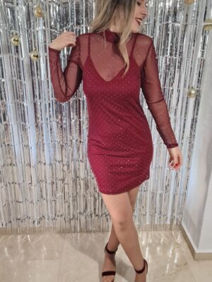 Vestido brillos transparencias