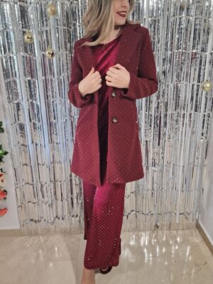 Abrigo paño brillos burdeos