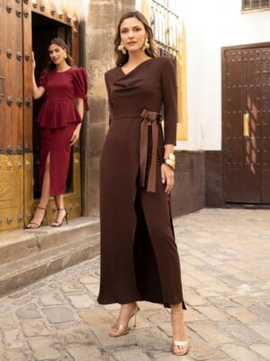 Conjunto blusón y pantalón detalle lazada costado