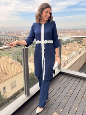 Conjunto blusón y pantalón cenefa