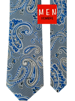 Corbata azul cachemir floral