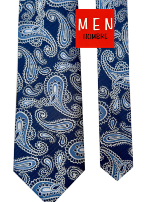 Corbata azul marino cachemir plateado