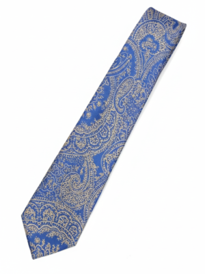 Corbata azul tinta chachemir dorado