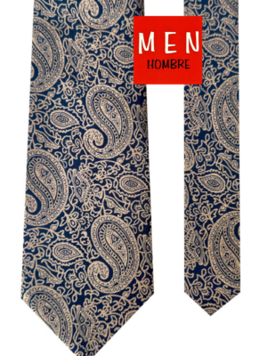 Corbata azul marino cachemir dorado